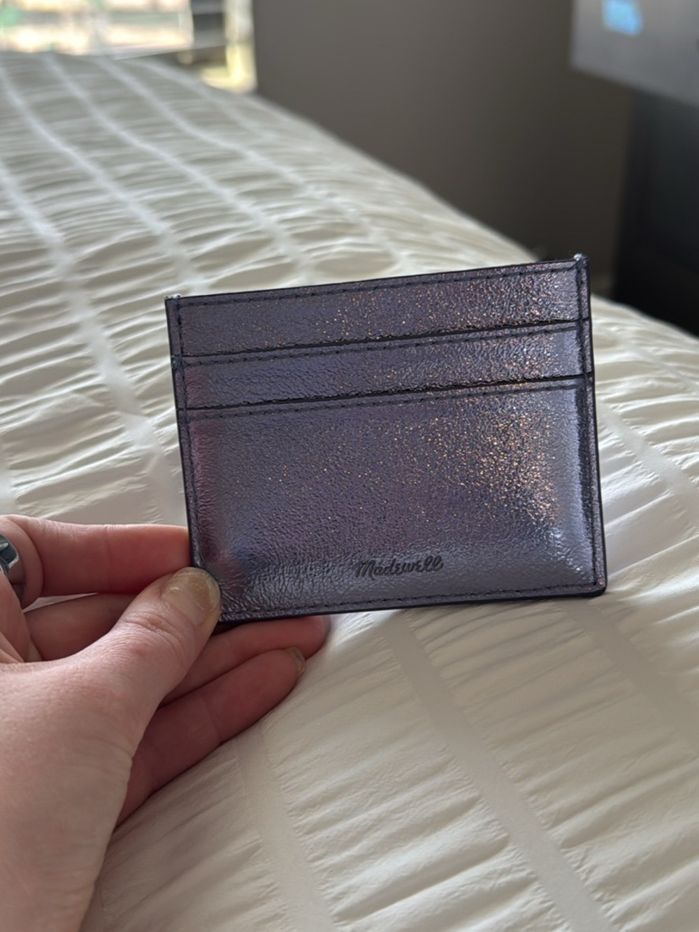 Madewell Metallic Lavender Leather Card Case